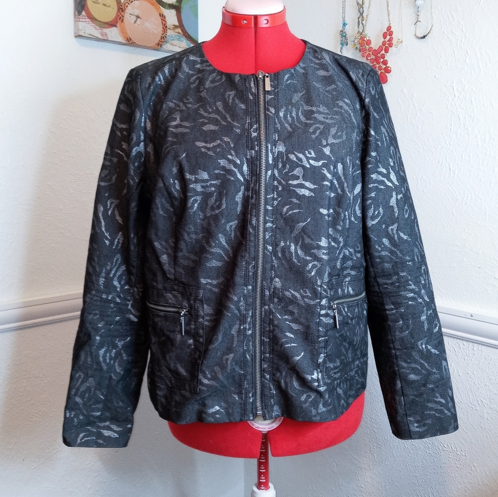 Dana Buchman Sz 16 Jacket Blazer Zip Pockets